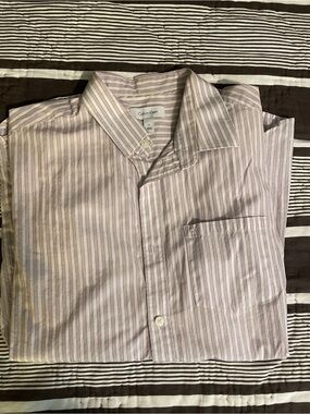 Calvin Klein Men's Light Purple & White Striped Dress Shirt
